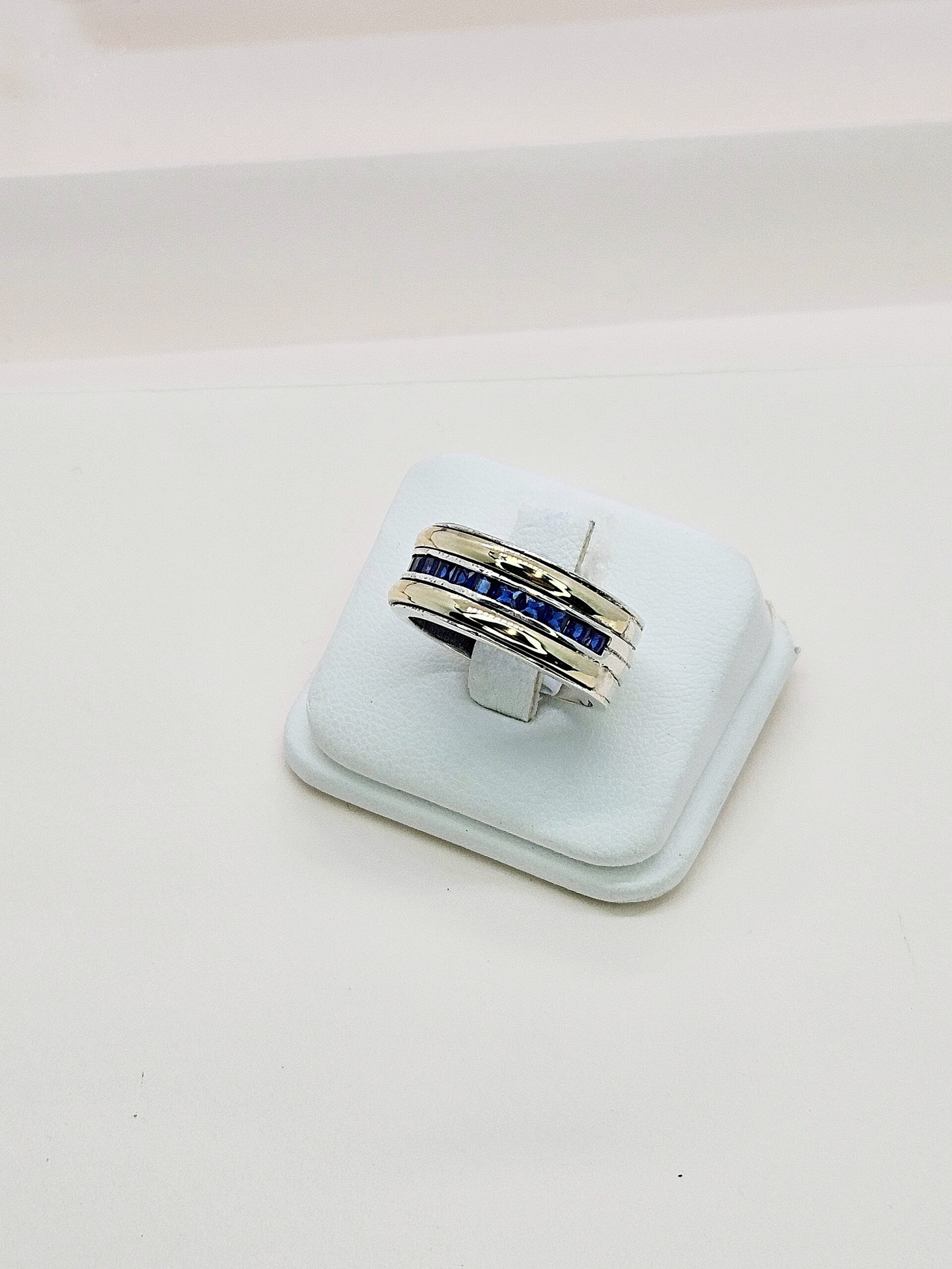 Anillo Capri azul Zafiro, Plata 925 y Oro