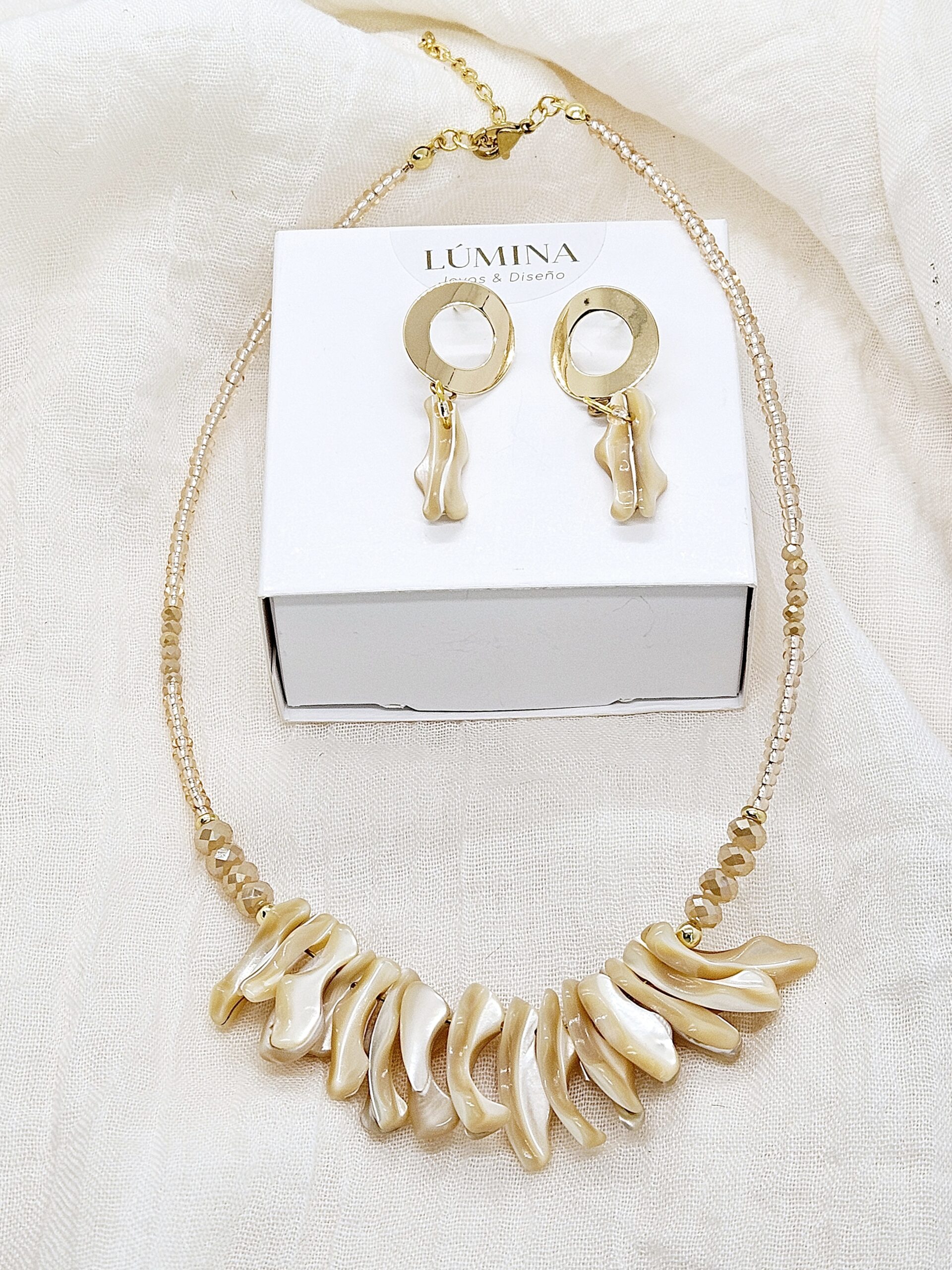 Collar-Conjunto Glam, Baño de Oro